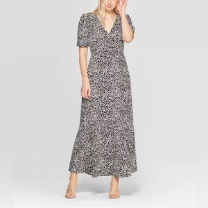 Who What Wear Black and White Dotted Maxi Dress